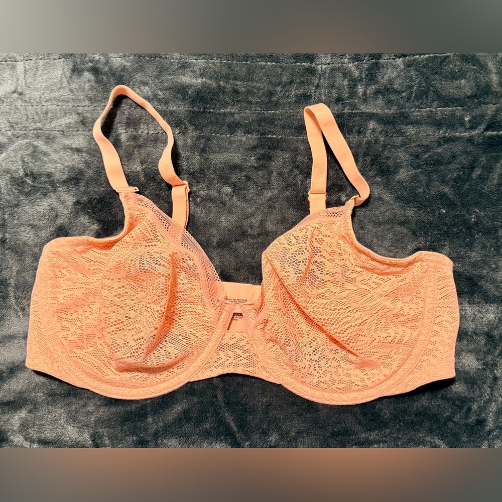 Soma Unlined Perfect coverage Lace Bra in Coral‎ - Picture 2 of 7